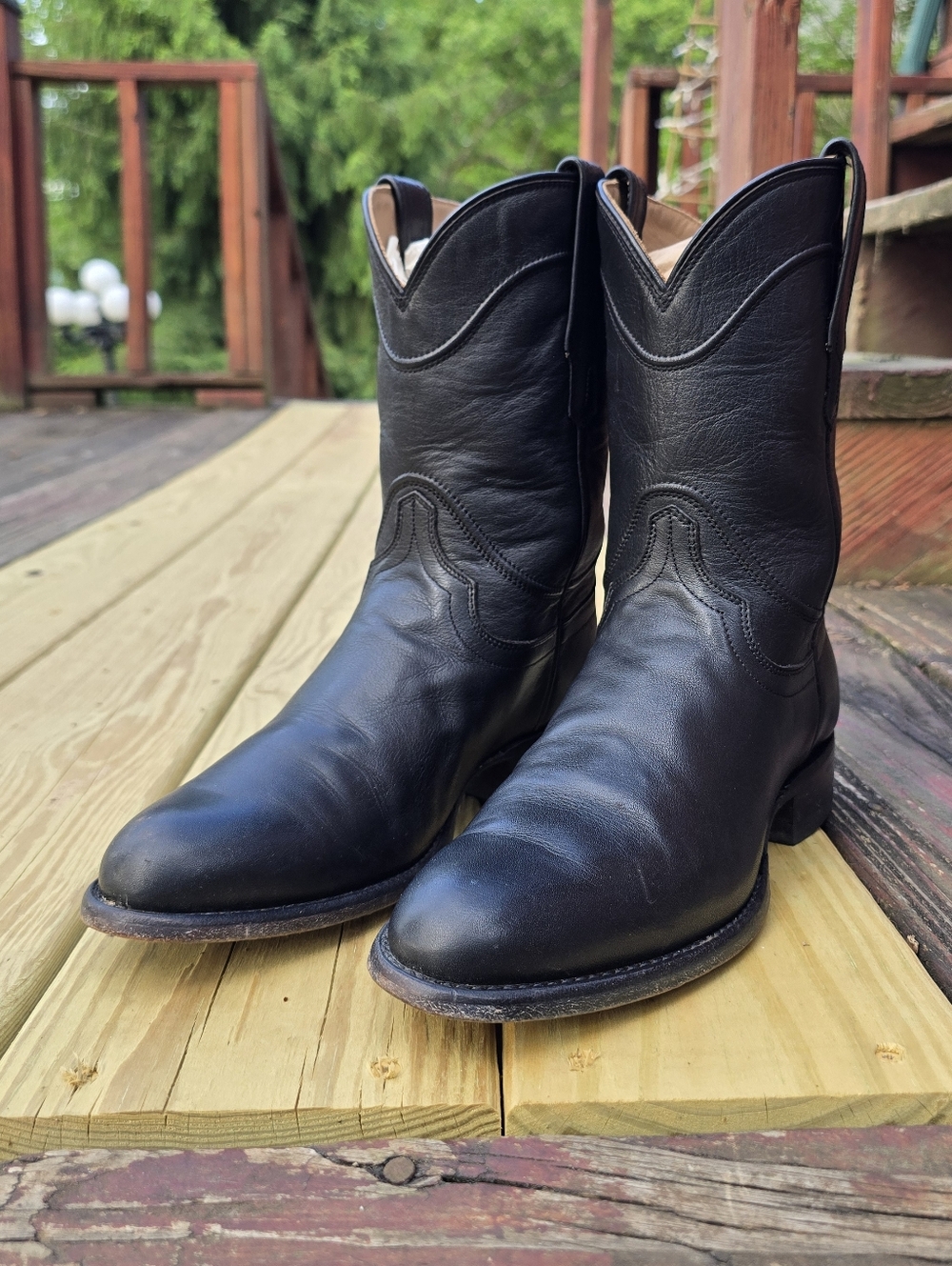 Tecovas The Earl Black Leather Western Roper Boots Mens Sz 7.5D Festival Boots